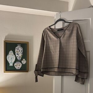 Zara Women's Brown Plaid Blouse
